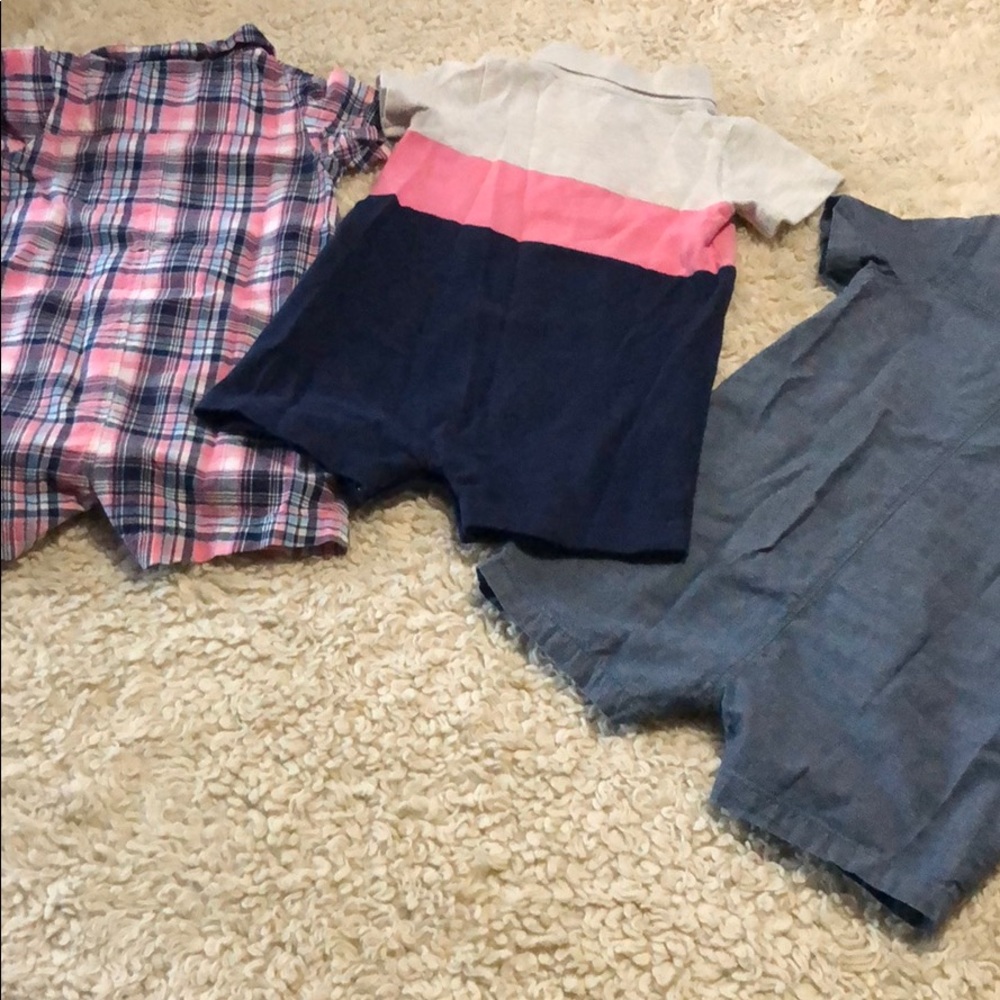 Overalls & 3 polo rompers pink blue denim - Picture 7 of 8